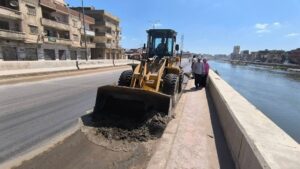 رئيس كفر الدوار ستمرار حملة النظافة ورفع الأتربة بطريق محور المحمودية بكفر الدوار