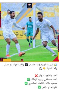 ابرز الاخبار والارقام فى الجولة 15 من الدوري المصري