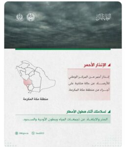 الدفاع المدني: إستمرار هطول الأمطار الرعدية على بعض مناطق المملكة من يوم غدٍ الأربعاء حتى الأحد المقبل