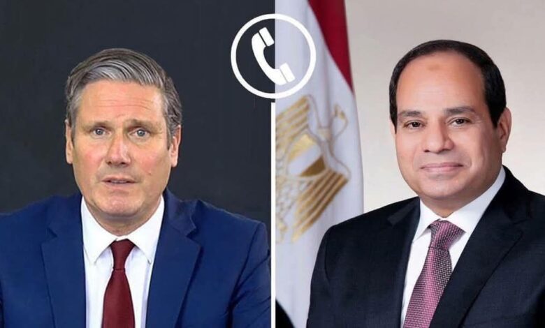 الرئيس السيسى يتلقى اتصالاً هاتفياً من رئيس الوزراء البريطانى ستارمر