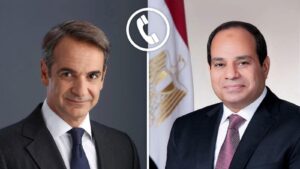 الرئيس السيسى يتلقى اتصالاً هاتفياً من رئيس الوزراء اليوناني ” ميتسوتاكيس “
