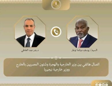- اتصال هاتفى بين وزير الخارجية والهجرة ونظيره النيجيري