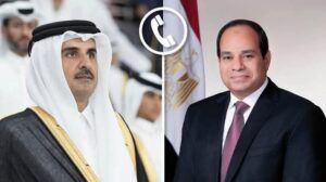 الرئيس السيسى يجرى أتصالا هاتفيا بأمير دولة قطر  ” تميم بن حمد “