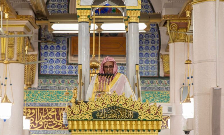 فضيلة الشيخ حسين آل الشيخ يؤم المصلين لصلاة الجمعة بالمسجد النبوي