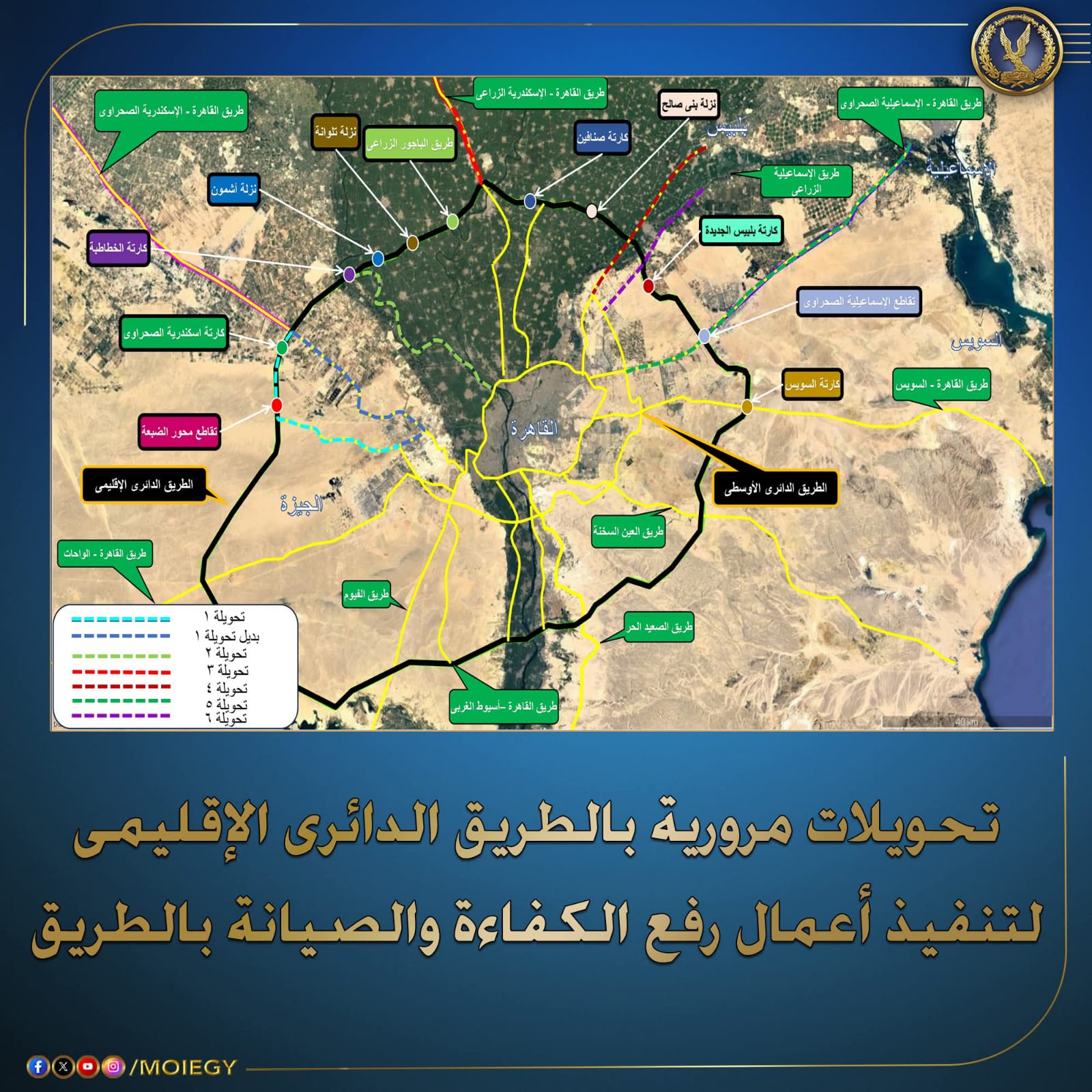 فى إطار تنفيذ الأعمال الخاصة برفع كفاءة الطريق الدائرى الإقليمى