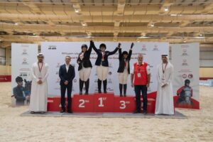 وزيرة التضامن تهنئ لأبطال الأولمبياد في مسابقة الفروسية الإقليمية العين 2025