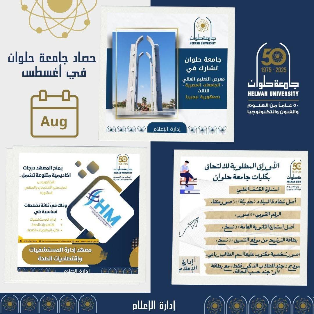 جامعة حلوان في أغسطس 2025 : حراك أكاديمي ومجتمعي يُجسد التميز والابتكار