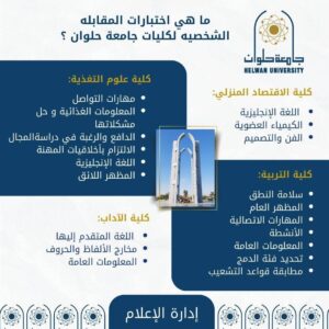 ماهي الكليات التي تشترط اجتياز المقابلة الشخصية للقبول بجامعة حلوان هذا العام