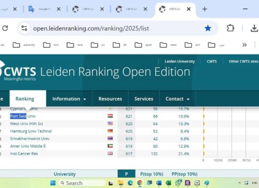 جامعة بورسعيد تدخل للمرة الأولى تصنيف "ليدن" الهولندي العالمي ضمن أفضل الجامعات في الأداء البحثي لعام 2025