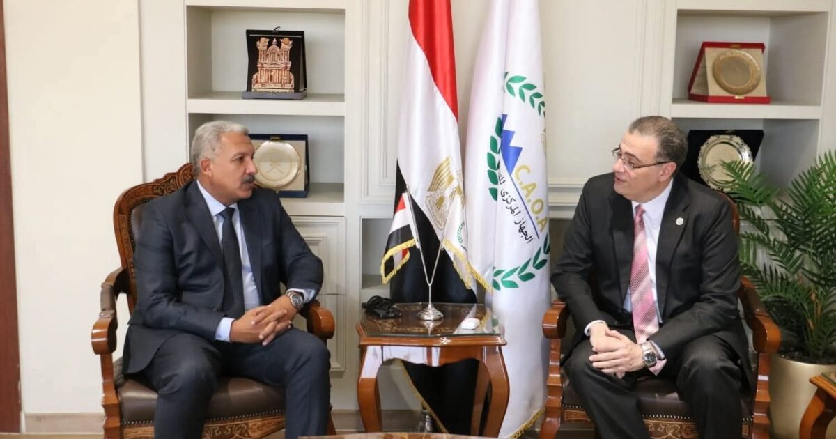 رئيس الجهاز المركزى للتنظيم والإدارة يستقبل المدير التنفيذى للمركز القومى لإدارة المجال الجوى