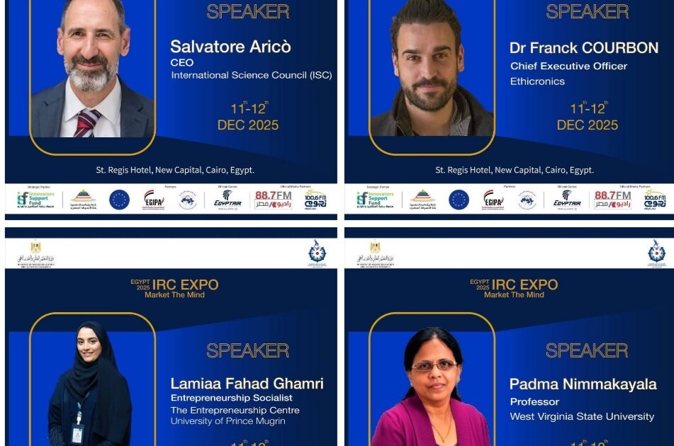 المعرض الدولي لتسويق مخرجات البحوث IRC Expo 2025 يعلن أول قائمة من المتحدثين الدوليين المشاركين في ورش العمل والجلسات الرئيسية