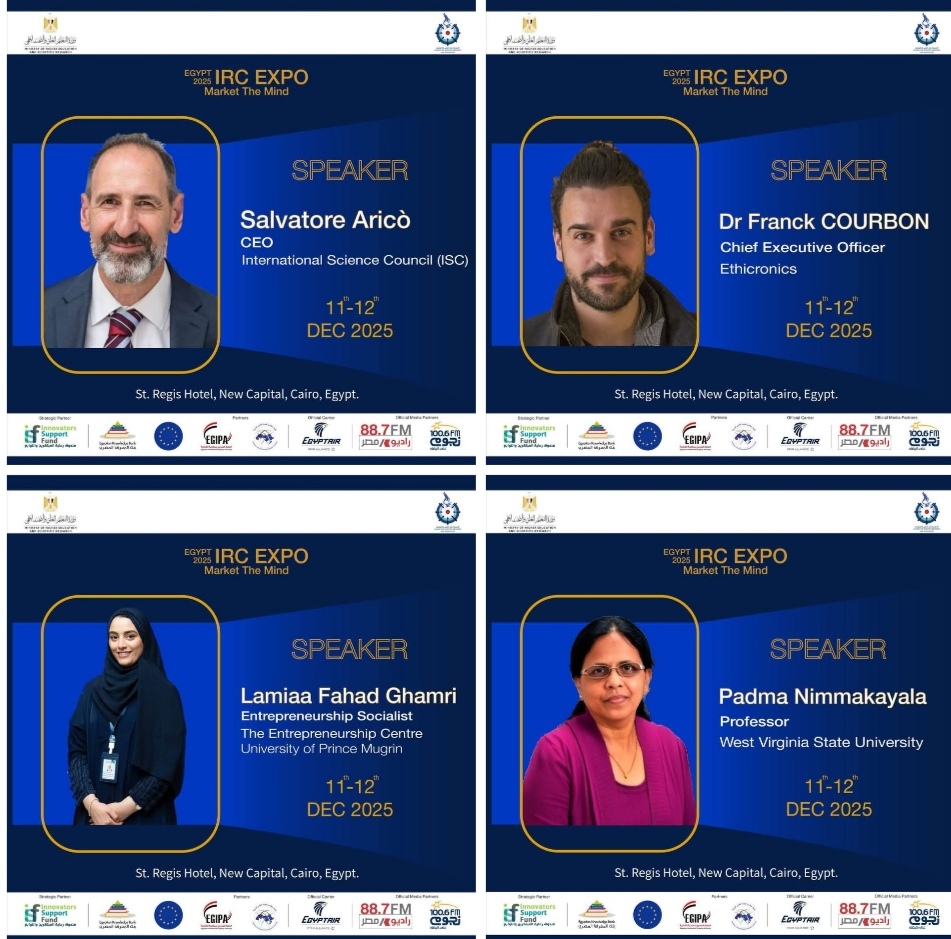 المعرض الدولي لتسويق مخرجات البحوث IRC Expo 2025 يعلن أول قائمة من المتحدثين الدوليين المشاركين في ورش العمل والجلسات الرئيسية     