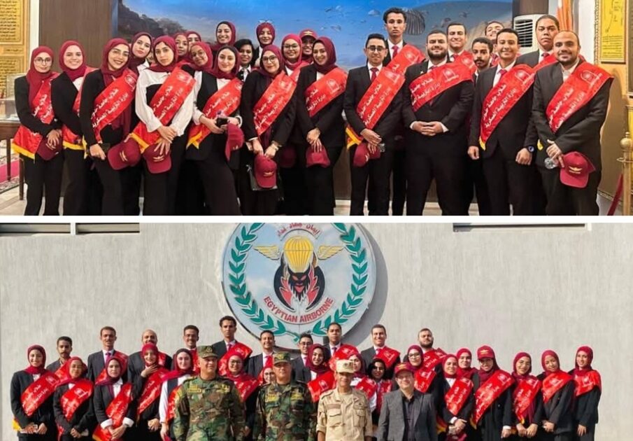 بالتعاون مع قوات الدفاع الشعبي والعسكري جامعة حلوان تنظم زيارة ميدانية إلى قوات المظلات المصرية