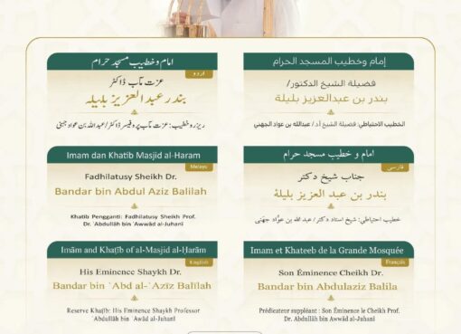 رئاسة الشؤون الدينية بالمسجدي الحرام والنبوي تحدد خطيبا الجمعة في الحرمين الشريفين ليوم 14 جماد الآخر 1447هـ