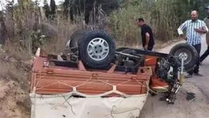 إصابة خمسة أشخاص في حادث انقلاب تروسيكل بمدخل طريق نادي قارون بالفيوم