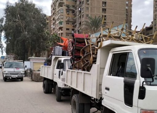 رفع ٩٨٠ حالة إشغال طريق مخالف خلال حملات مكبرة بنطاق ٣ مراكز بالبحيرة