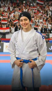 نجمة منتخب مصر ولاعبة نادي جامعة المنصورة، منة محمد السيد، ضمن المشاركات في بطولة الدوري العالمي للكاراتيه (Series A) المقامة حاليًا بدولة جورجيا.
