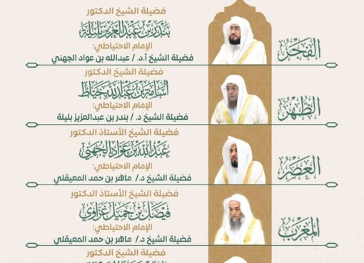 رئاسة الشؤون الدينية تحدد الجدول الأسبوعي لأئمة الحرمين الشريفين خلال الأسبوع الحالي 