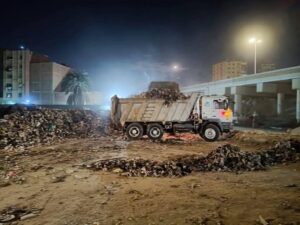 رفع ٥٠٠ طن مخلفات من أرض المطحن بالمنيرة الغربية وحملة مكثفة بشوارع البوهي بالجيزة والقومية والمطا