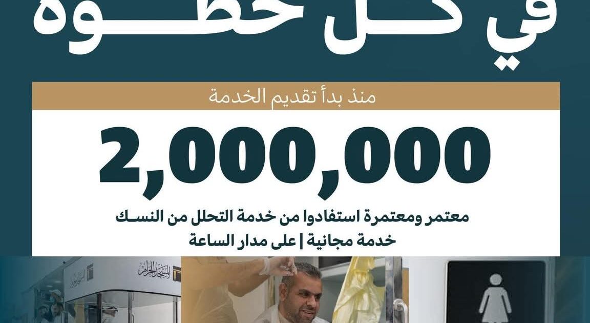 أكثر من 2 مليون معتمر ومعتمرة استفادوا من خدمة “التحلل من النسك” ⁧بالمسجدالحرام