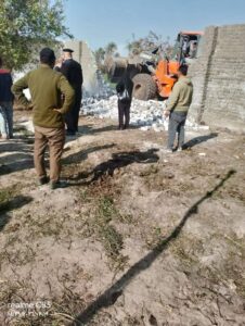 ازاله 28 حالة تعديات ومخالفات البناء على الأراضى الزراعية وأملاك الدولة