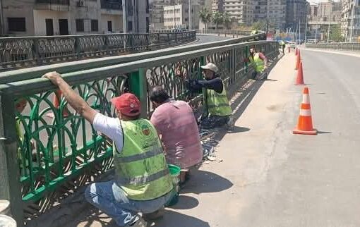 محافظ الجيزة يتابع أعمال صيانة كوبري الجيزة المعدني وتركيب أسوار حديدية بدلاً من المفقودة والمتهالكة