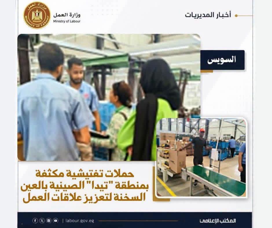 حملات تفتيشية بمنطقة "تيدا" الصينية بالعين السخنة لتعزيز علاقات العمل