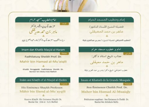 رئاسة الشؤون الدينية تحدد خطيبا الجمعة في الحرمين الشريفين ليوم بعد غد 3 صفر 1448هـ